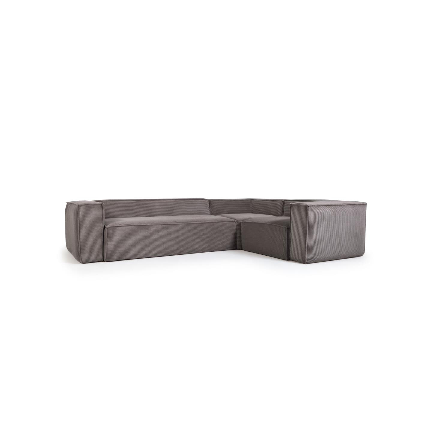 Kave Home 4-zits Hoekbank Blok Corduroy - Donkergrijs