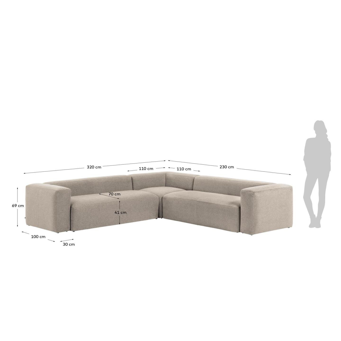 Kave Home 6-zits Hoekbank 'Blok', kleur Beige