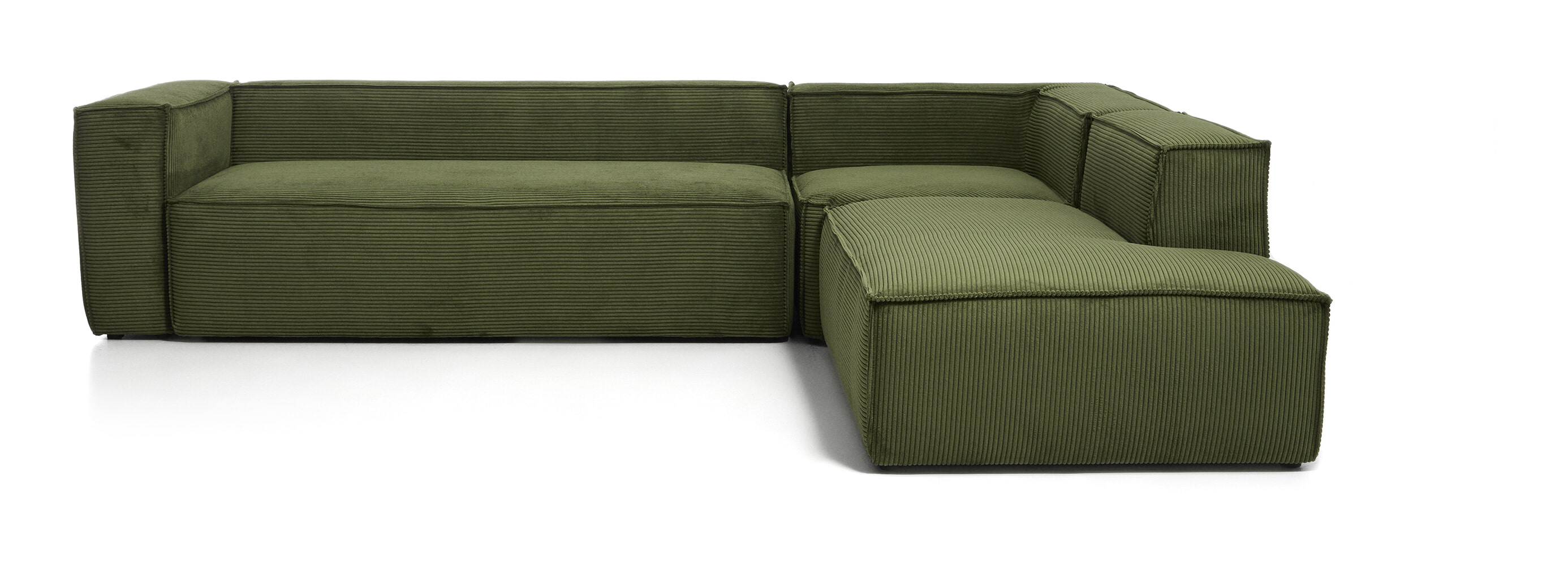 Kave Home 5-zits Hoekbank Blok Eindmodule rechts, 320cm, Rib - Donkergroen