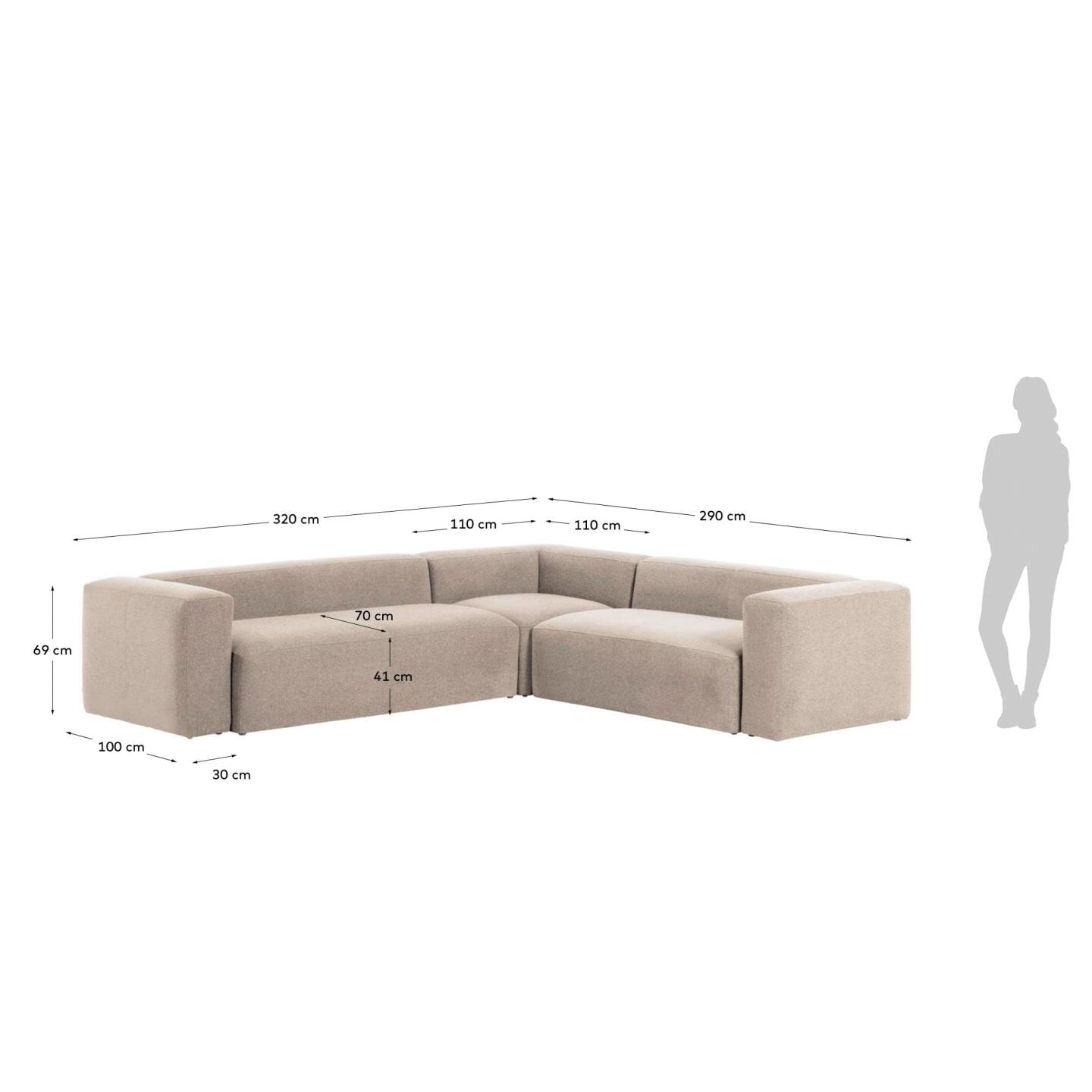 Kave Home 5-zits Hoekbank 'Blok', kleur Beige