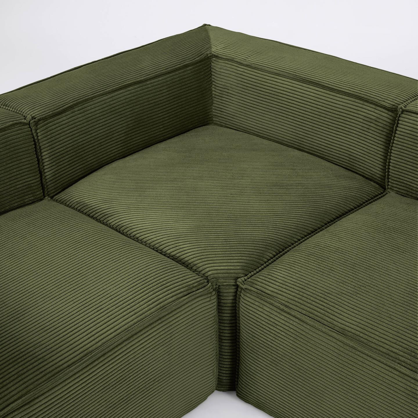 Kave Home 5-zits Hoekbank 'Blok' Rib, kleur Donkergroen