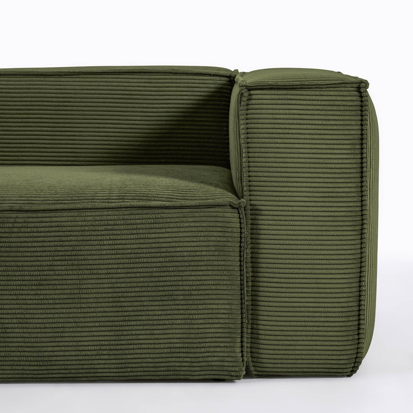 Kave Home 5-zits Hoekbank 'Blok' Rib, kleur Donkergroen
