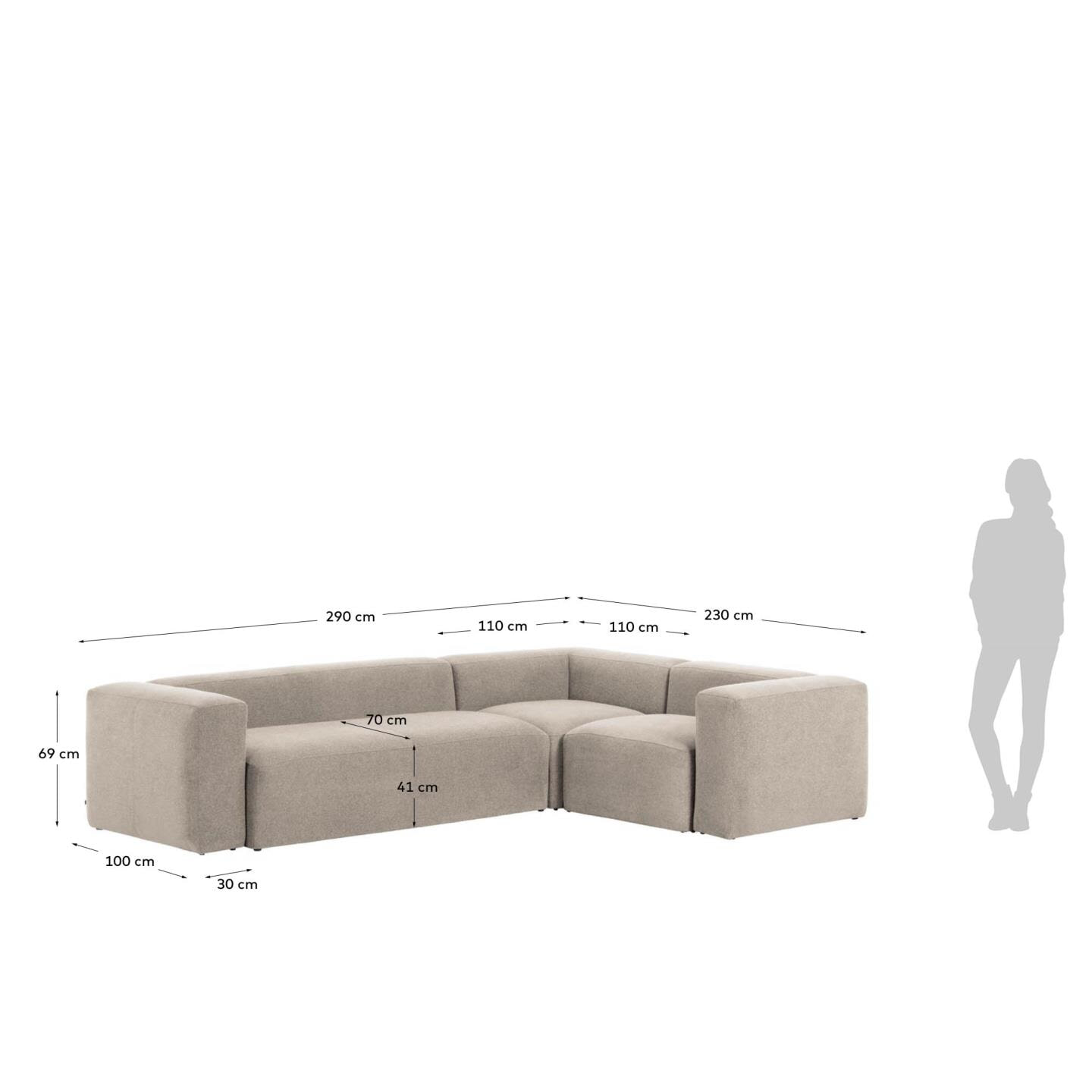 Kave Home 3-zits Hoekbank 'Blok' kleur Beige