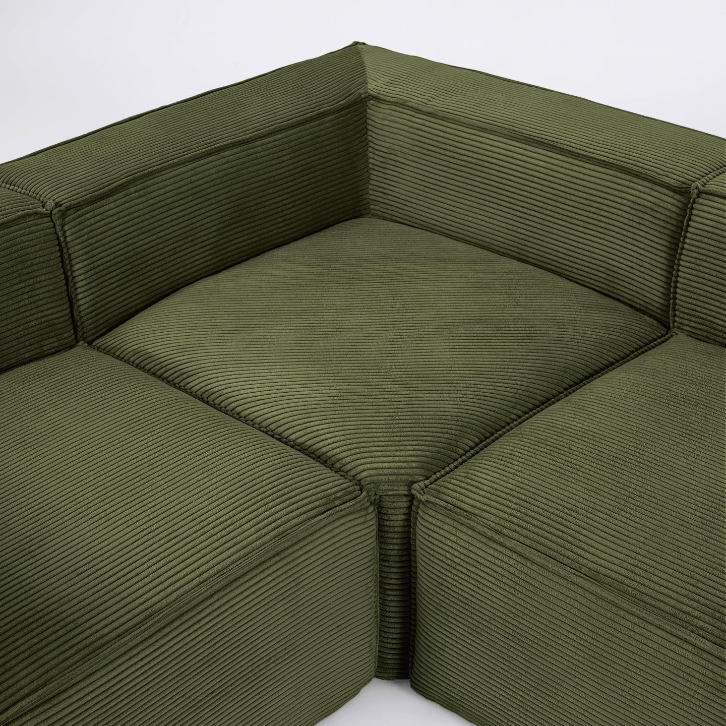 Kave Home 3-zits Hoekbank 'Blok' Rib, kleur Donkergroen