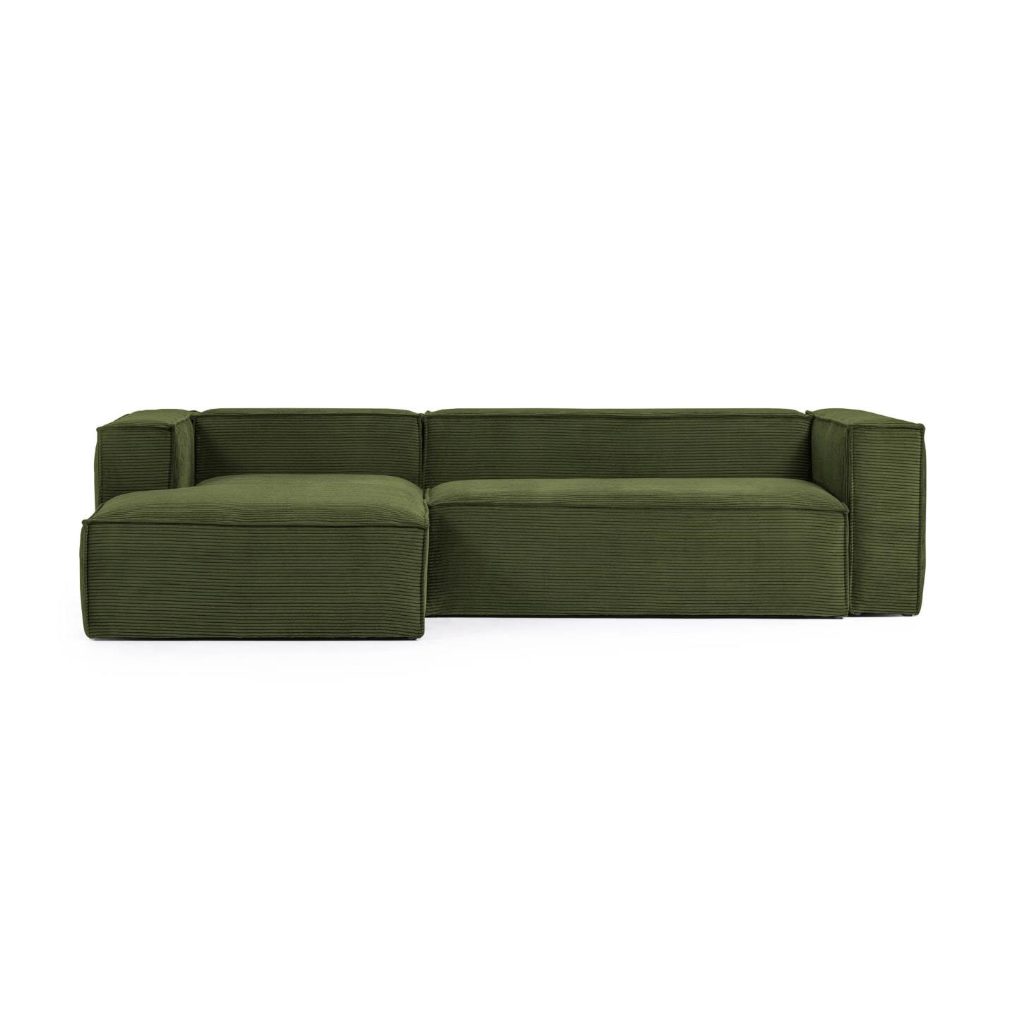 Kave Home Loungebank 'Blok' Rib, Links, kleur Donkergroen