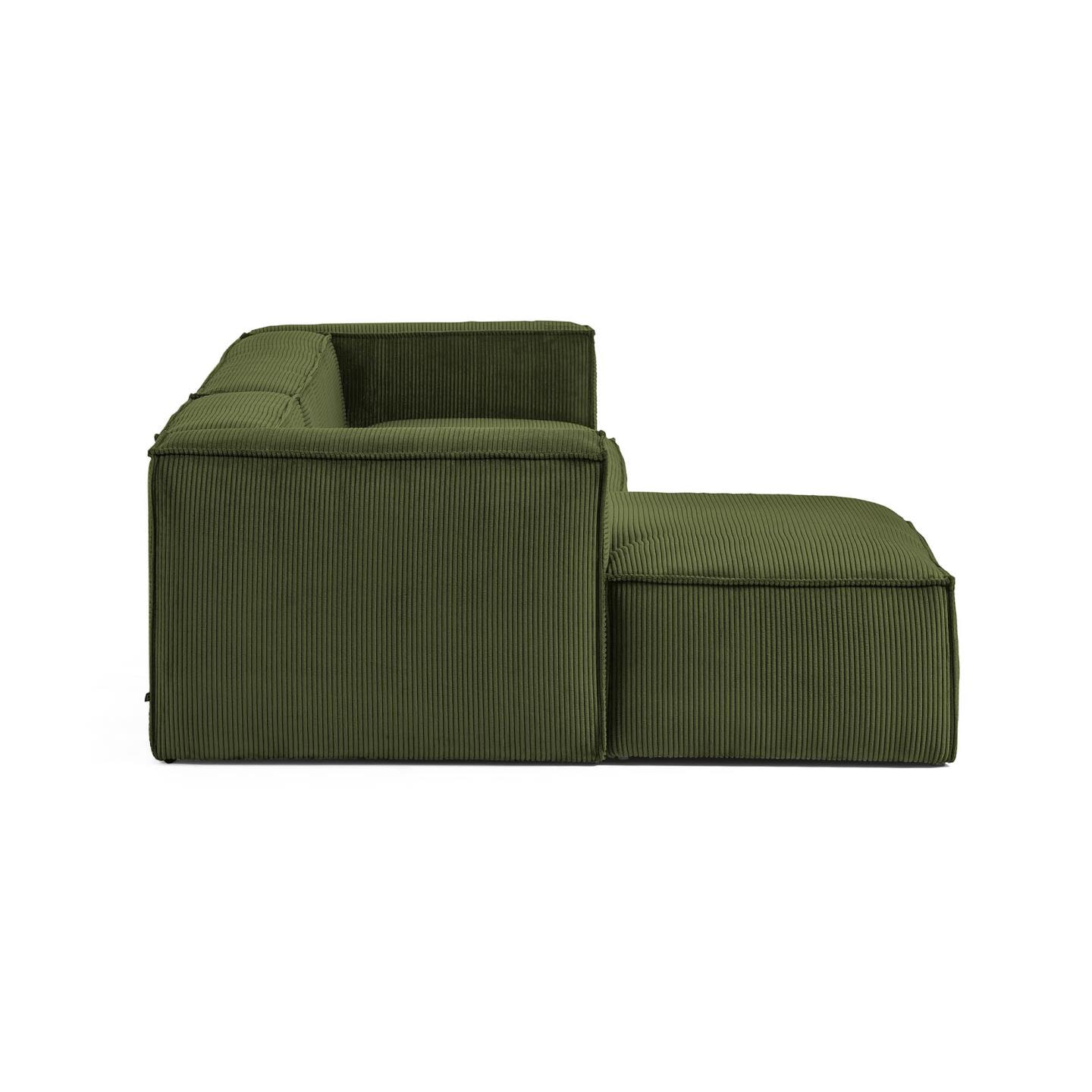 Kave Home Loungebank 'Blok' Rib, Links, kleur Donkergroen