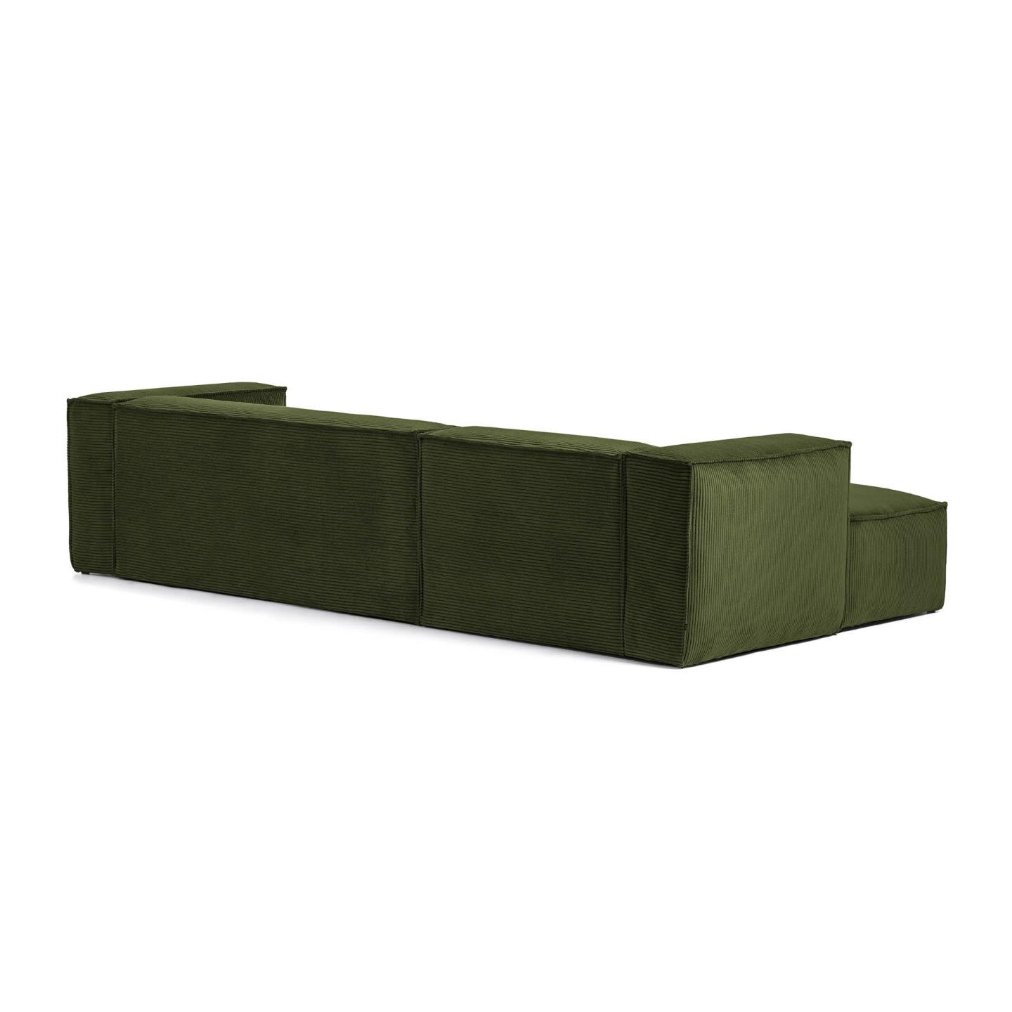 Kave Home Loungebank 'Blok' Rib, Links, kleur Donkergroen