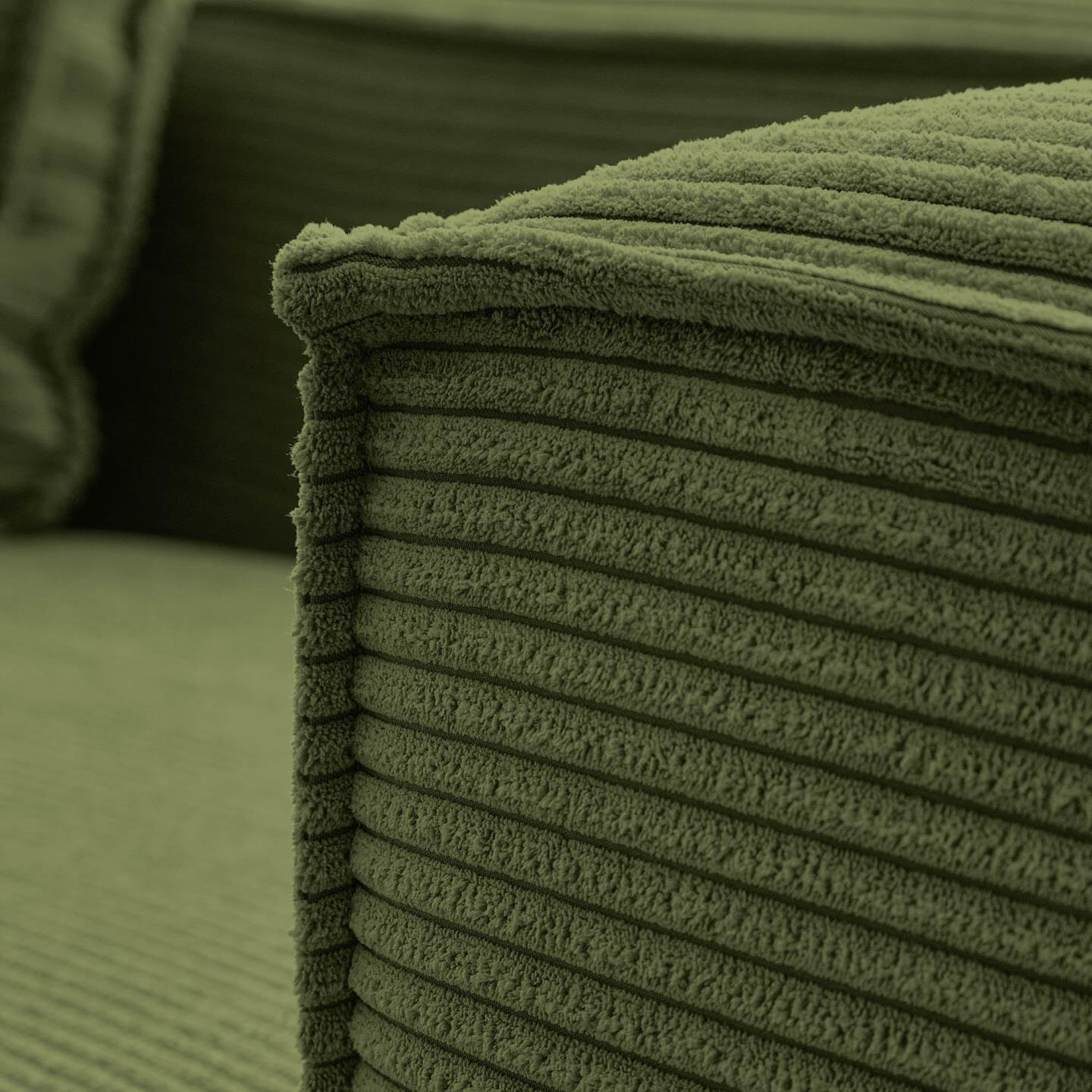 Kave Home Loungebank 'Blok' Rib, Links, kleur Donkergroen