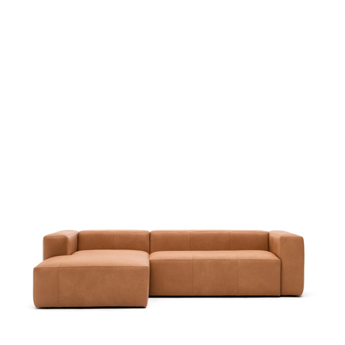 Kave Home 3-zits Loungebank Blok 300cm, Leer, Links - Bruin