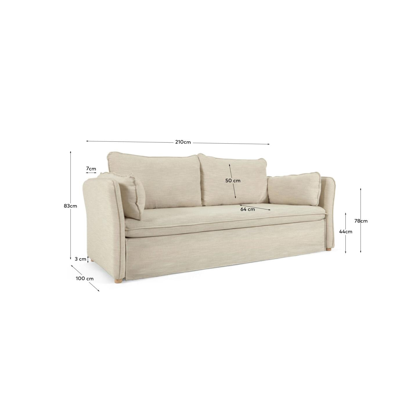 Kave Home Slaapbank 'Tanit' kleur Naturel