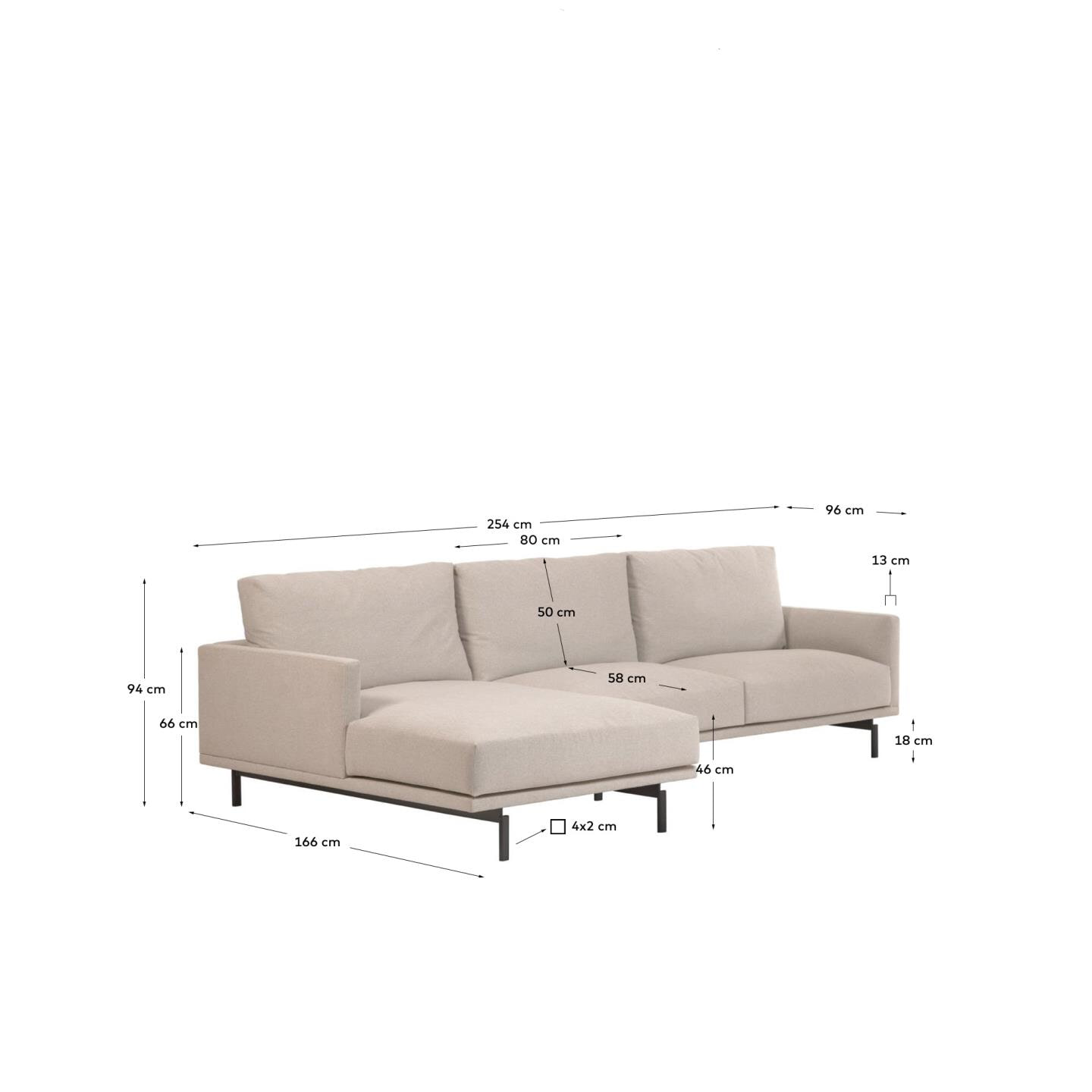 Kave Home 3-zits Loungebank 'Galene' Links, kleur Beige