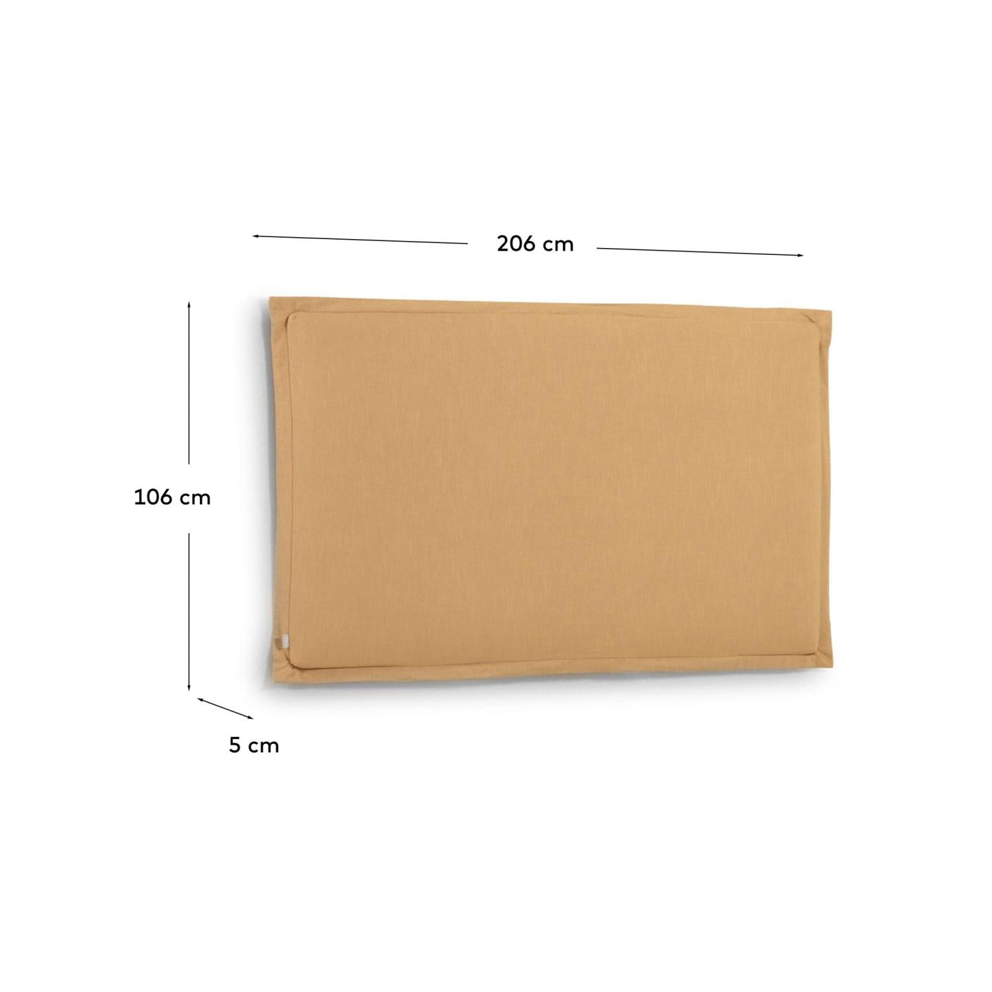 Kave Home Hoofdbord 'Tanit' 206 x 106cm, kleur Mosterdgeel