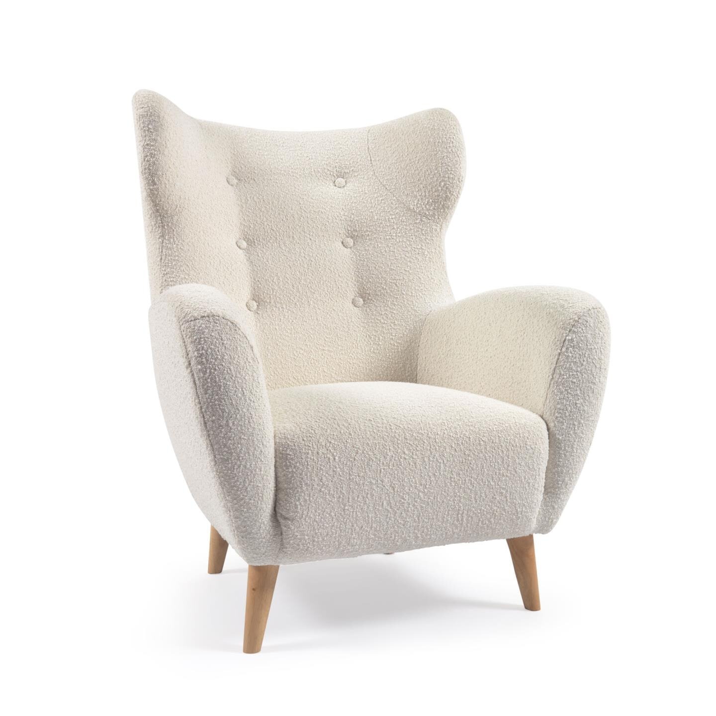 Kave Home Fauteuil 'Patio' Bouclé, kleur Wit