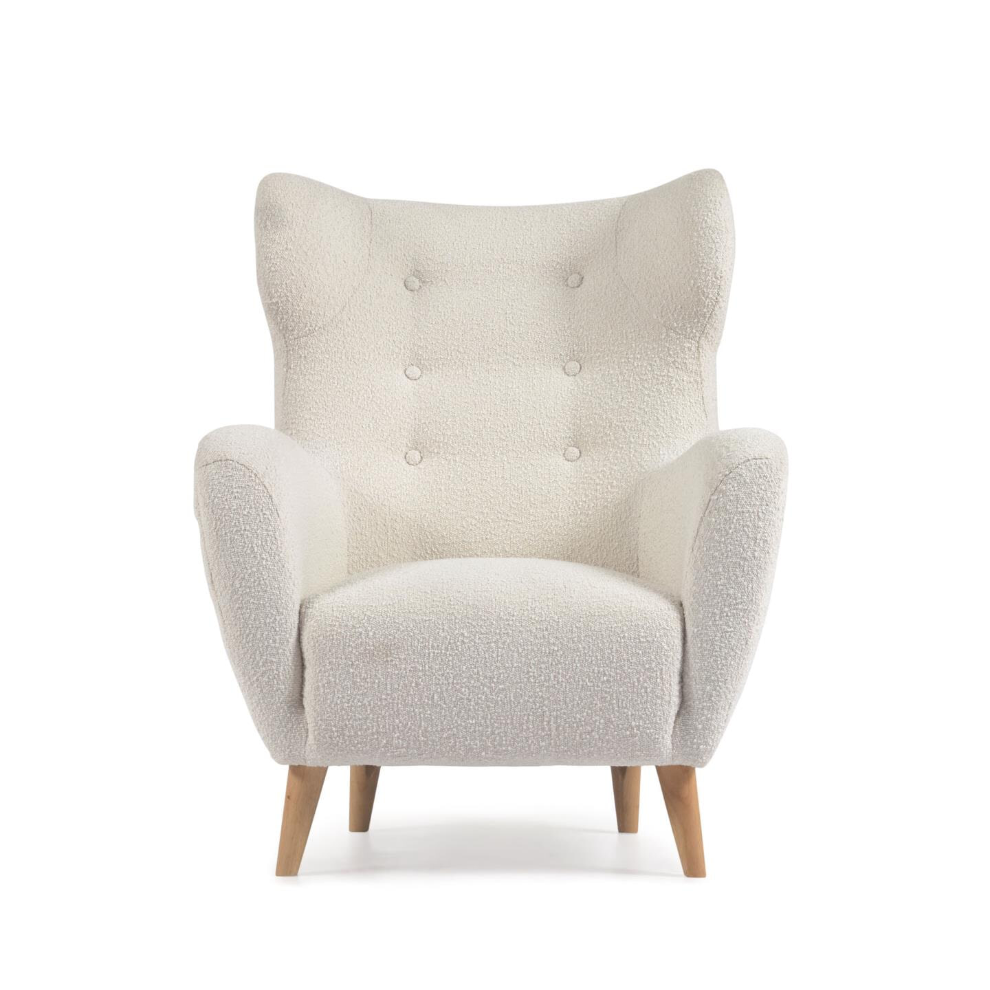 Kave Home Fauteuil 'Patio' Bouclé, kleur Wit
