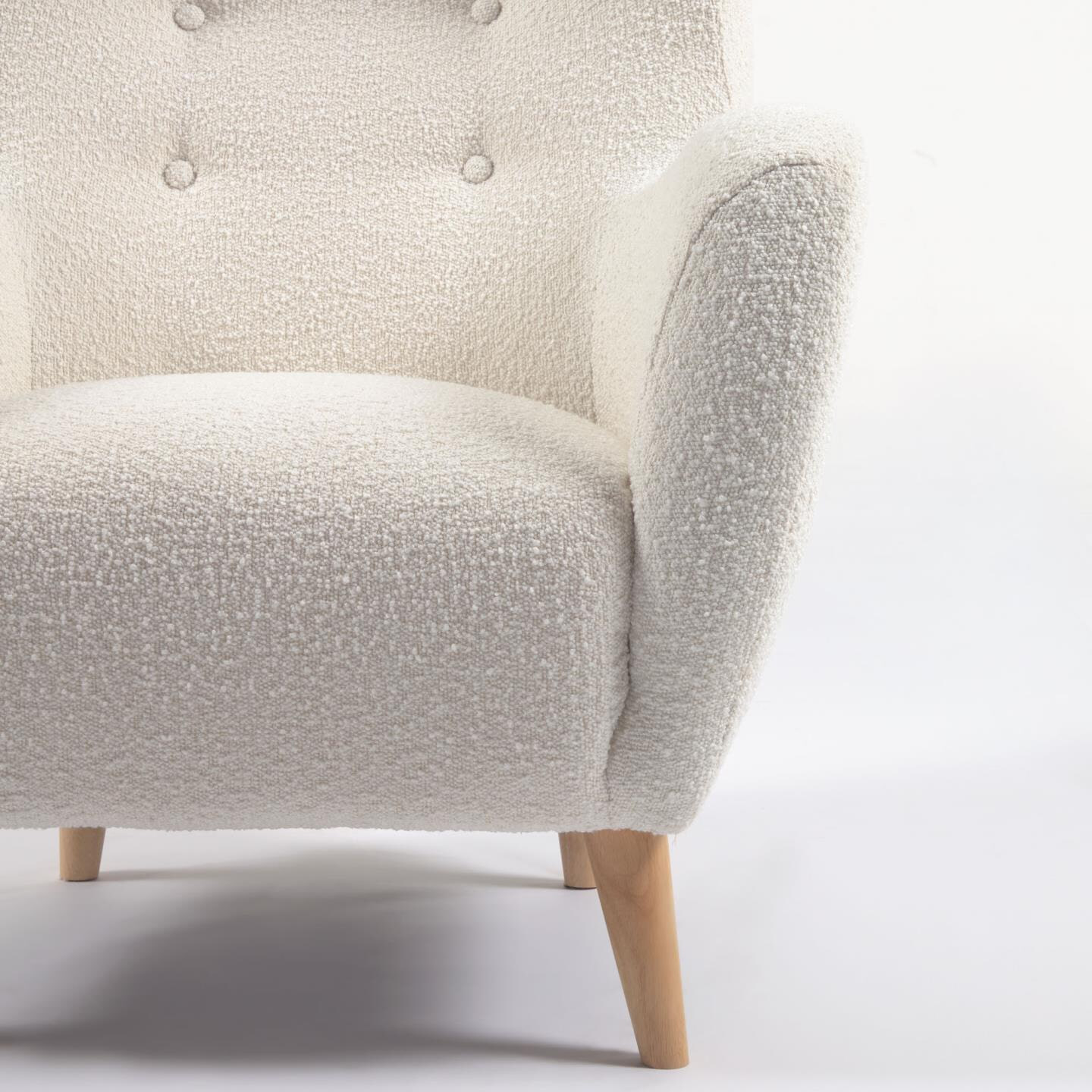 Kave Home Fauteuil 'Patio' Bouclé, kleur Wit