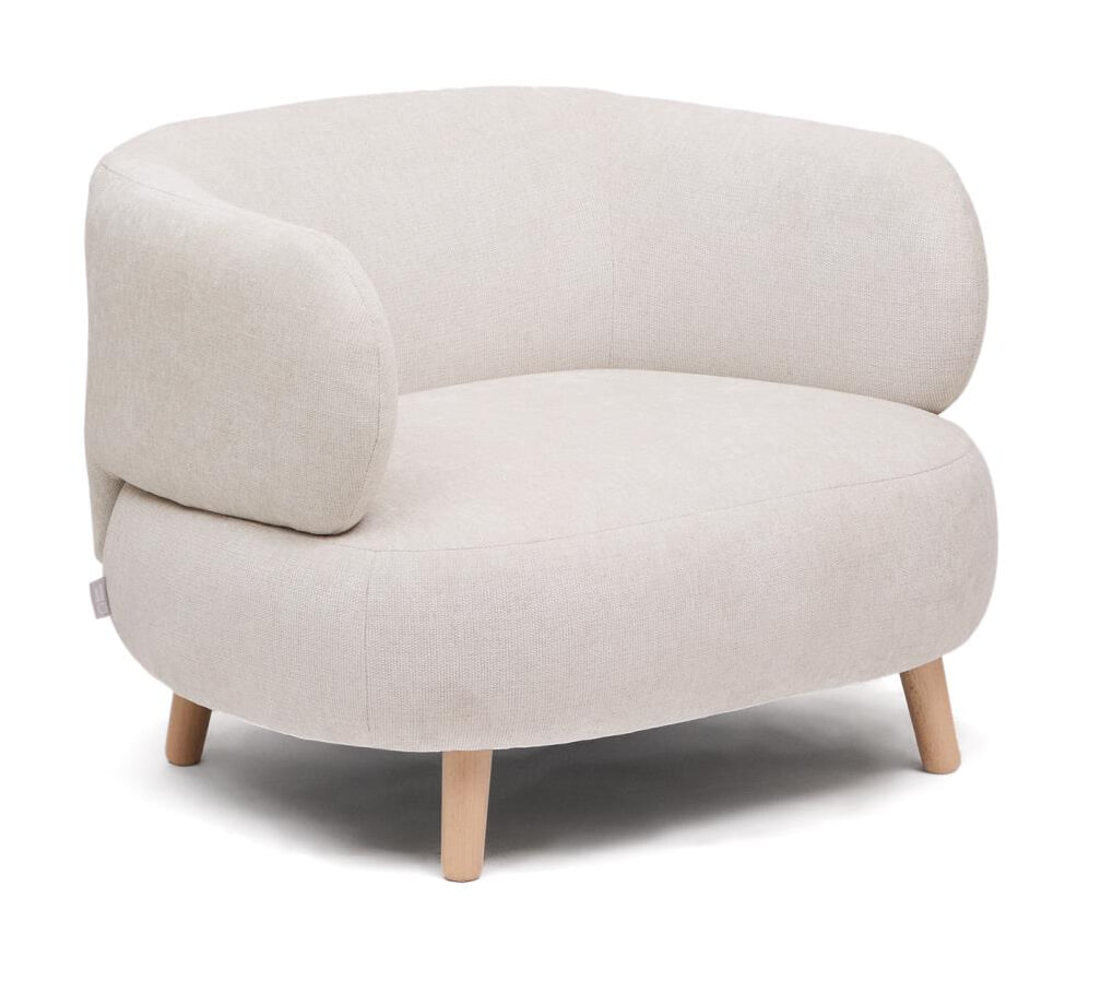 Kave Home Fauteuil 'Luisa' Chenille, kleur Pearl