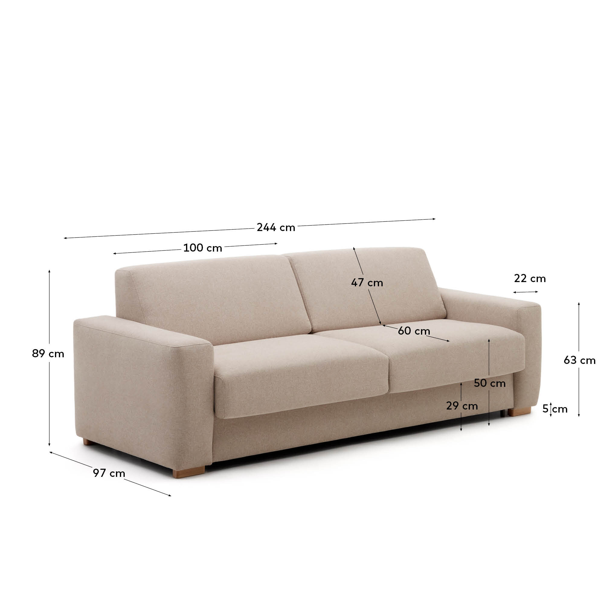 Kave Home Slaapbank 'Anley', kleur Beige