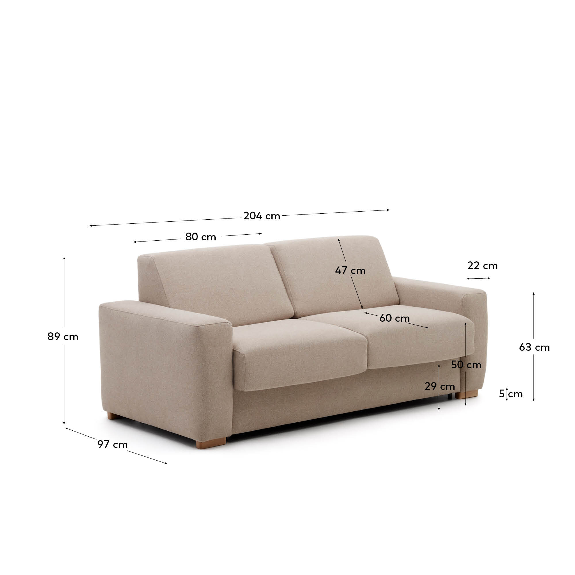 Kave Home Slaapbank 'Anley' 140 x 200cm, kleur Beige