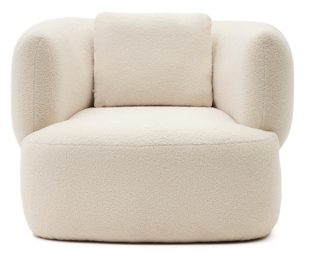 Kave Home Draaifauteuil 'Martina' Bouclé, kleur Wit