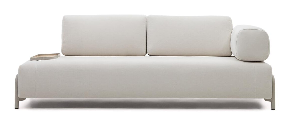 Kave Home 3-zits Bank Compo Met blad links, Chenille - Beige