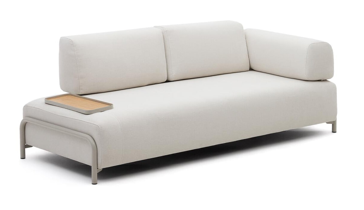 Kave Home 3-zits Bank 'Compo' Met blad links, Chenille, kleur Beige