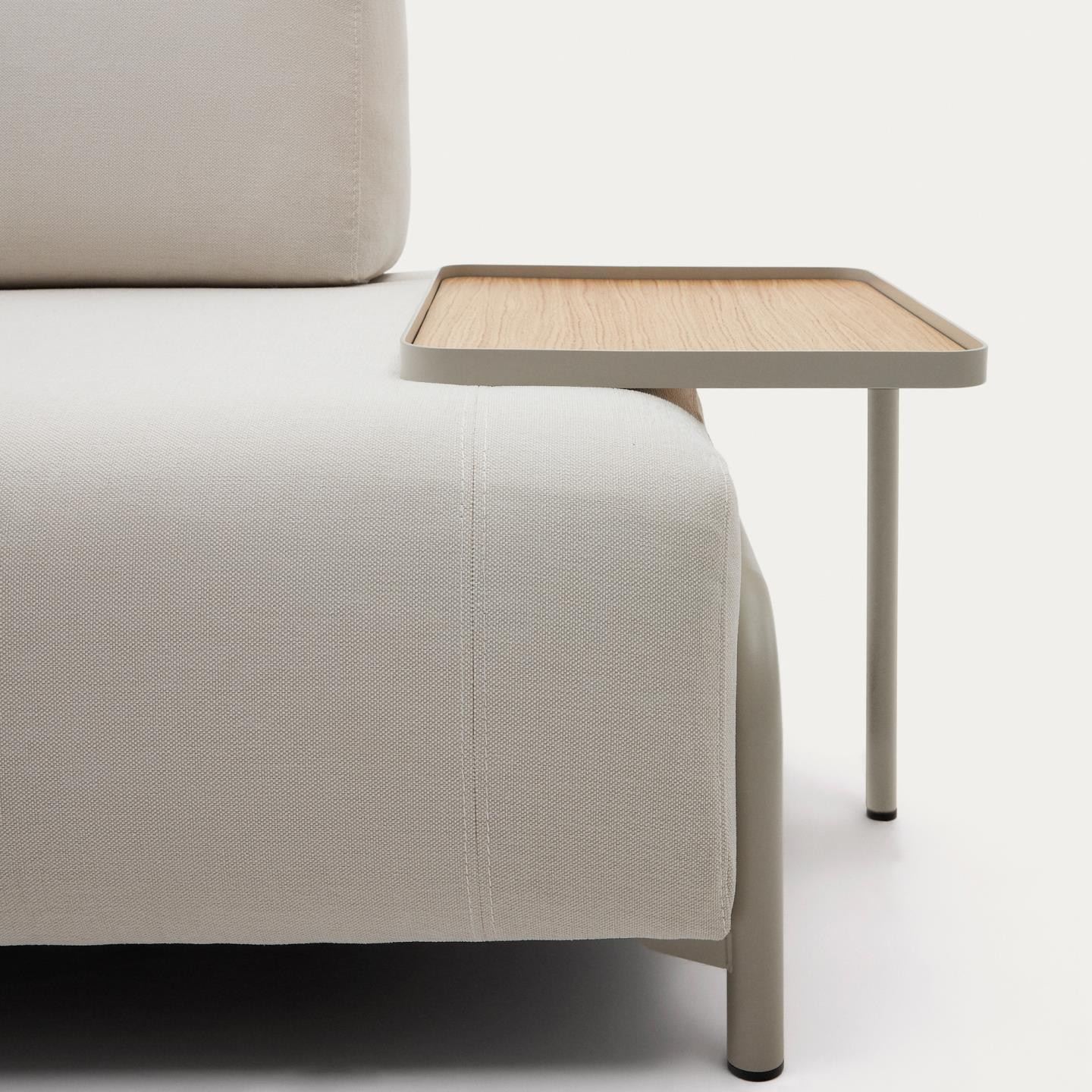 Kave Home 3-zits Bank 'Compo' Met bijzettafel, Chenille, kleur Naturel