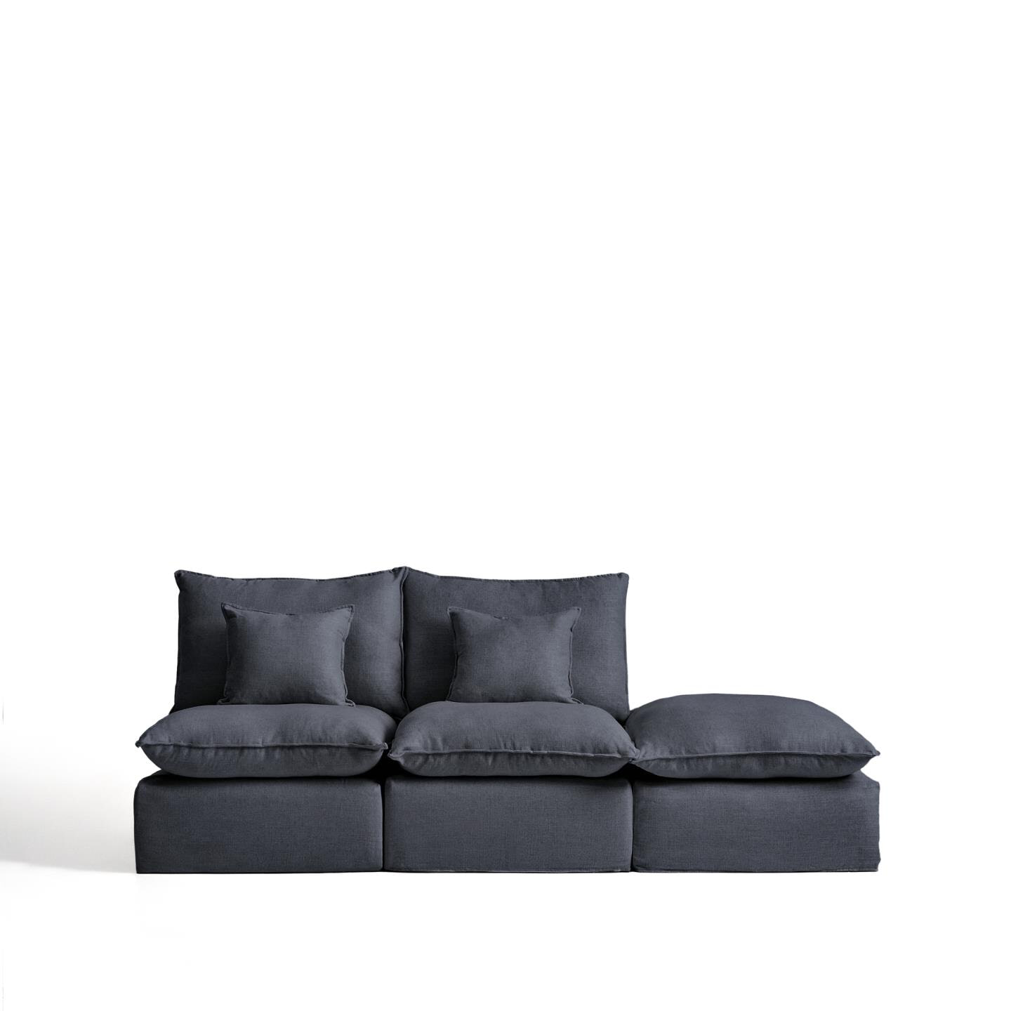 Kave Home Modulaire 2-zits Bank 'Anarela' Linnen, 270cm, kleur Donkergrijs