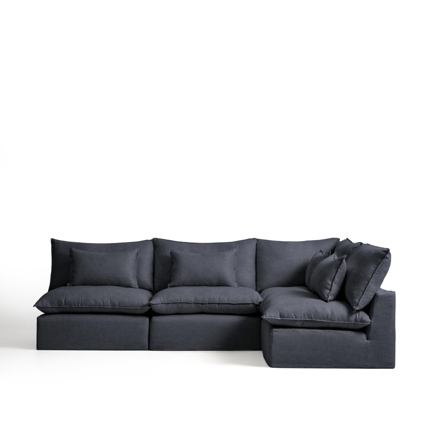 Kave Home 6-zits Hoekbank Anarela Rechts, Linnen, 327cm - Donkergrijs