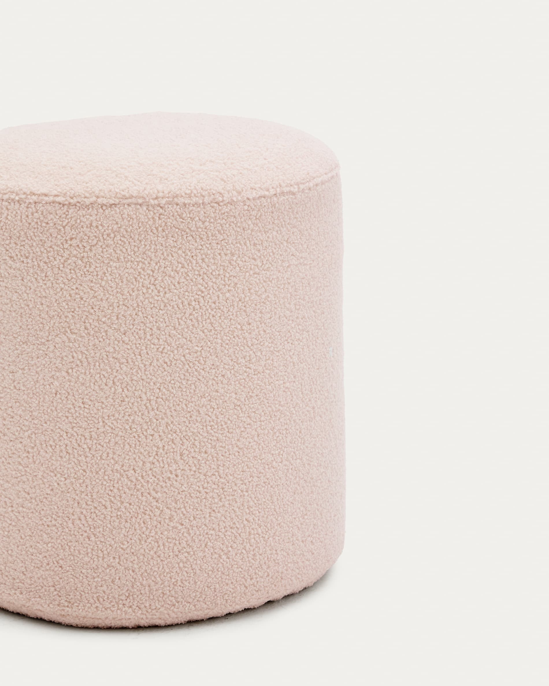 Kave Home Poef 'Kaeli' Bouclé, 43cm, kleur Roze