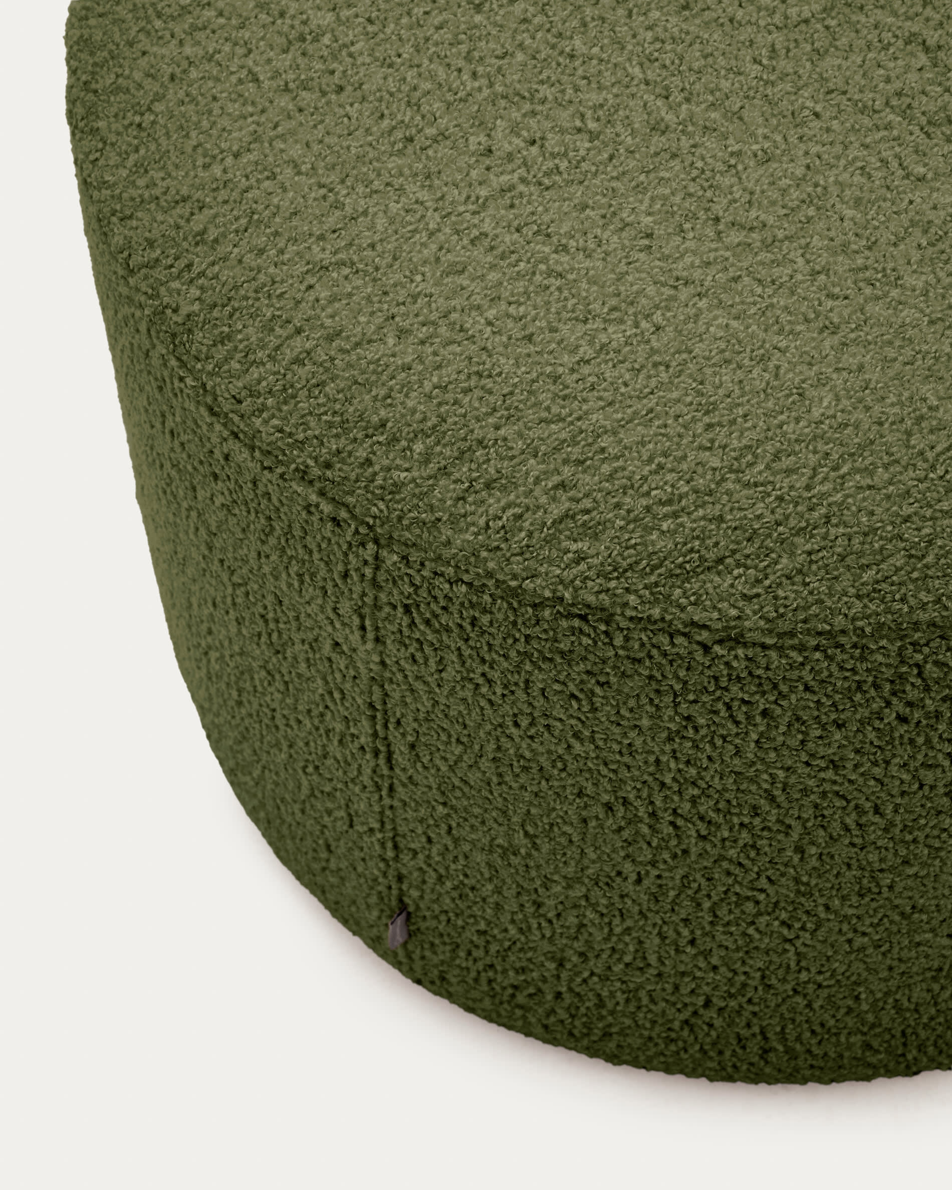 Kave Home Poef 'Kaeli' Bouclé, 60cm, kleur Donkergroen