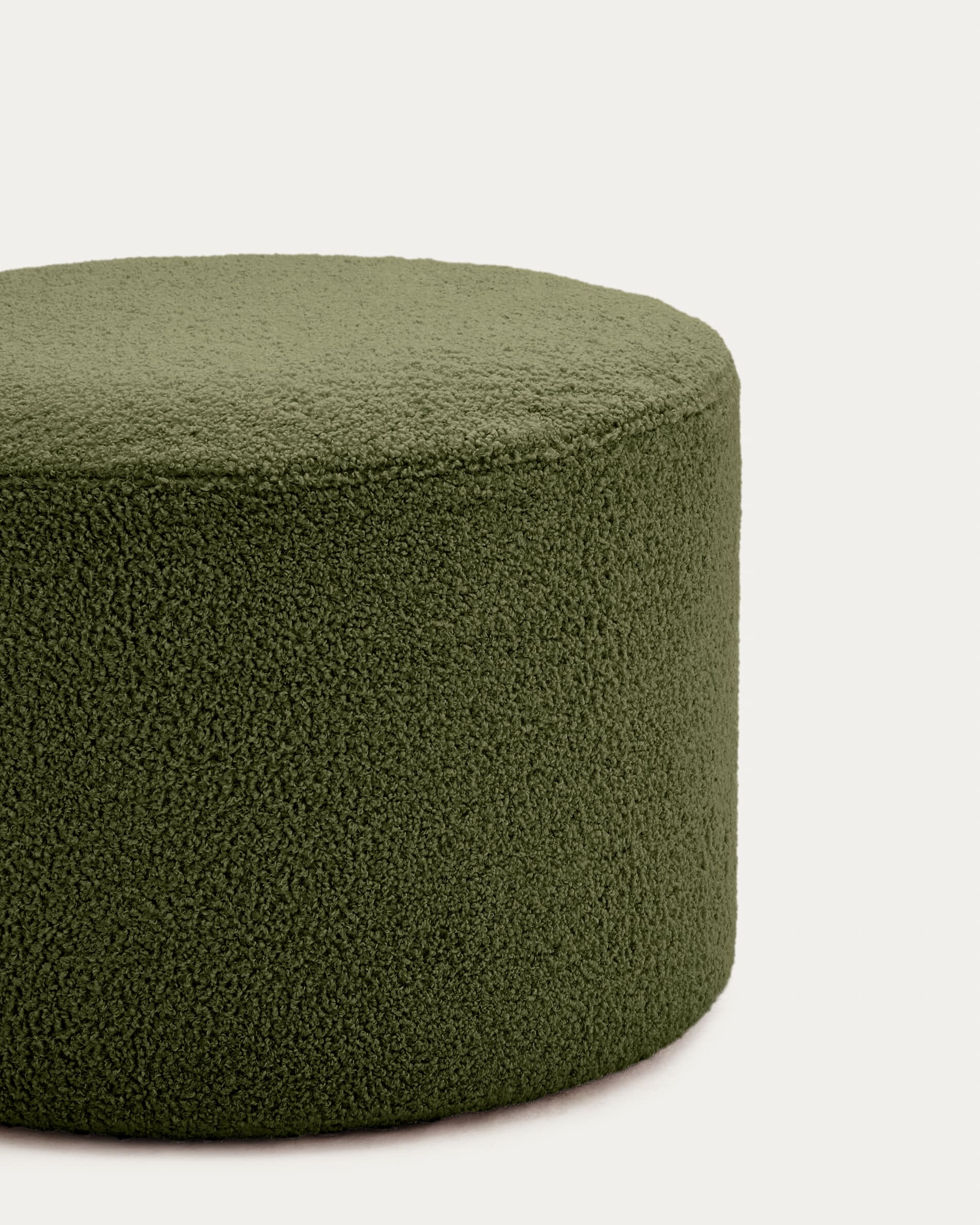 Kave Home Poef 'Kaeli' Bouclé, 60cm, kleur Donkergroen