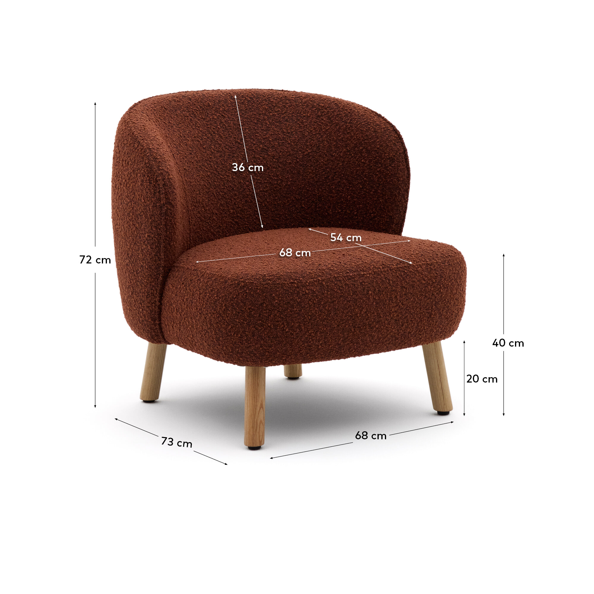 Kave Home Fauteuil 'Ulit' Bouclé, kleur Terracotta