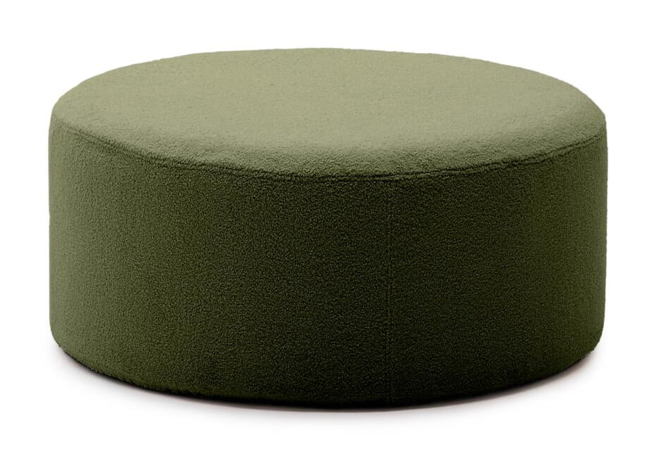 Kave Home Poef 'Kaeli' Bouclé, 90cm, kleur Donkergroen