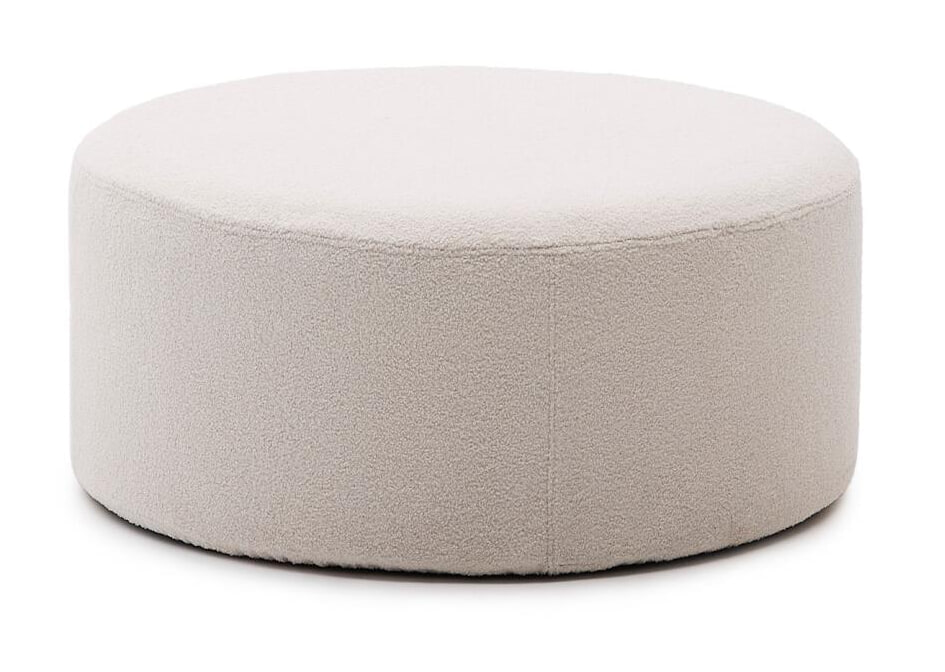 Kave Home Poef 'Kaeli' Bouclé, 90cm, kleur Ecru