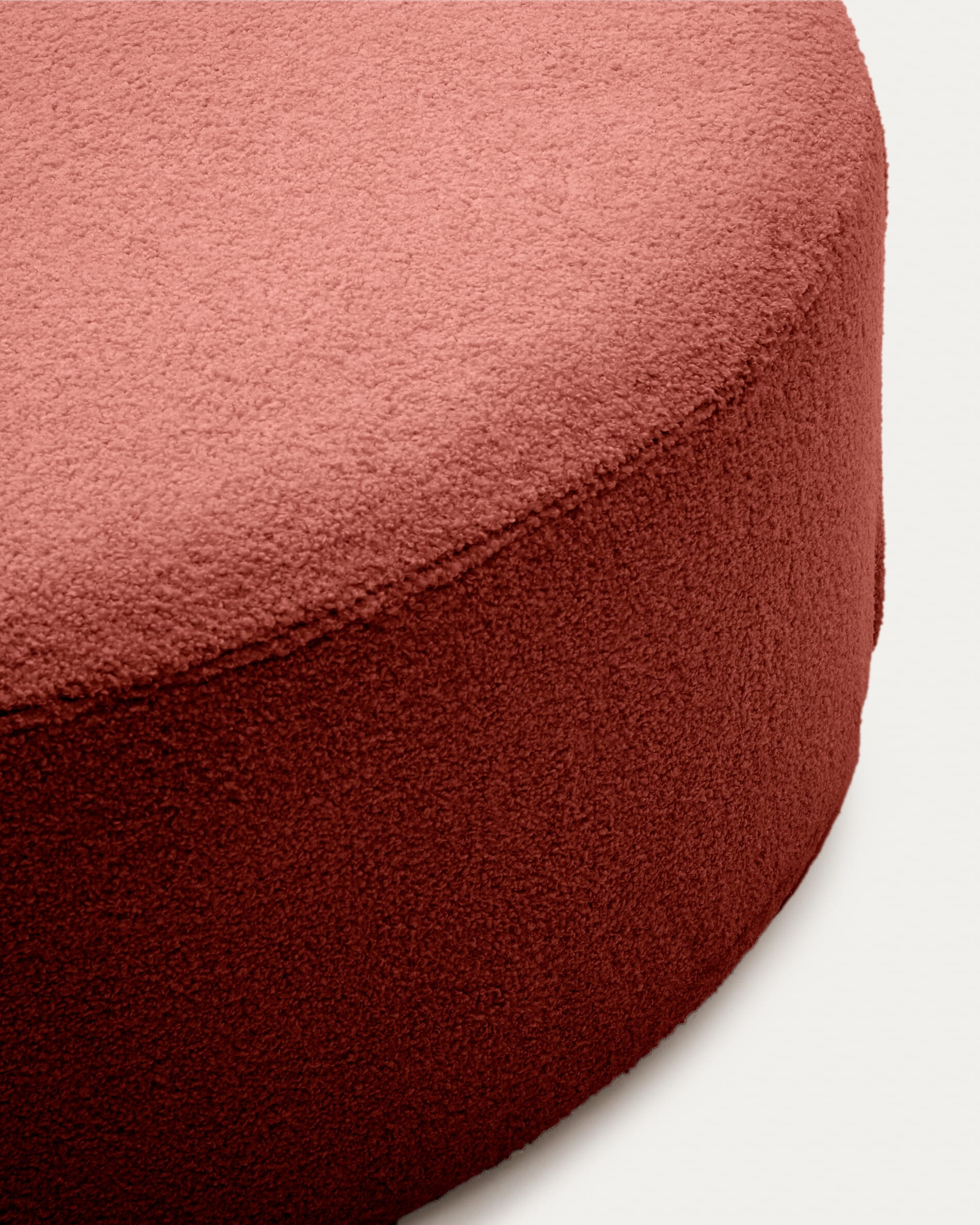 Kave Home Poef 'Kaeli' Bouclé, 120cm, kleur Terracotta