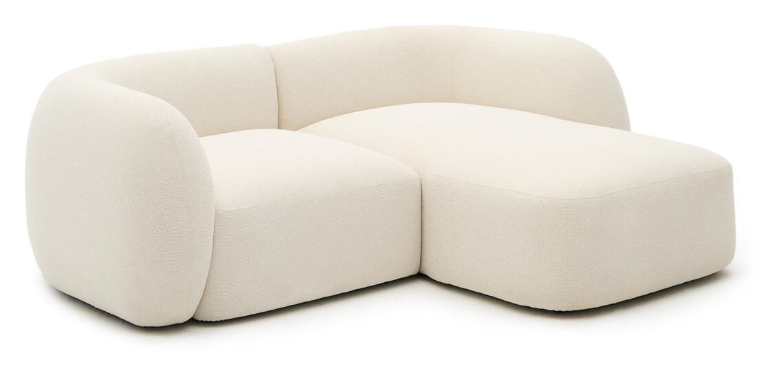 Kave Home 2-zits Loungebank 'Martina' Links, 230cm, Structuurstof, kleur Ecru