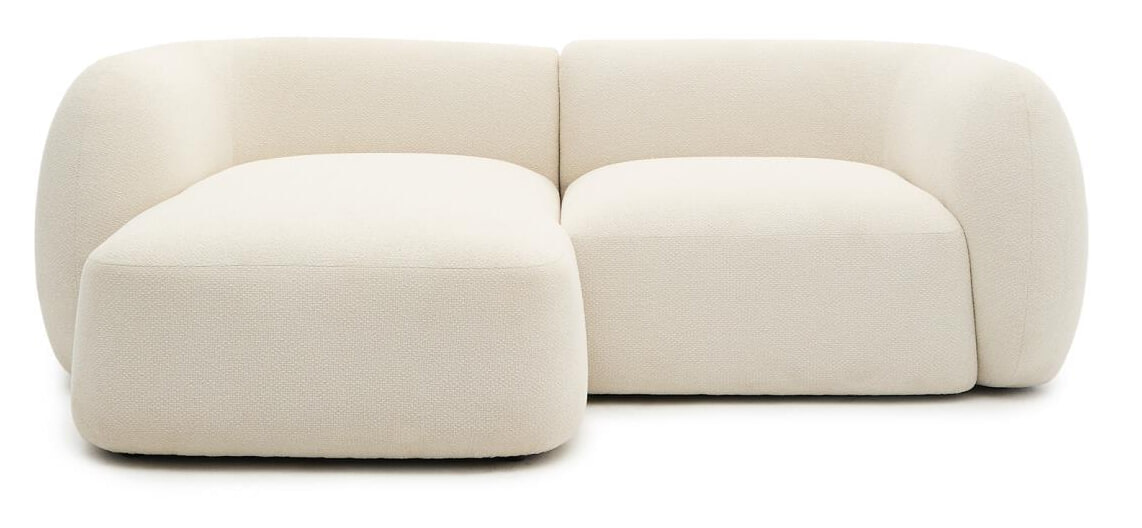Kave Home 2-zits Loungebank 'Martina' Structuurstof, 230cm, kleur Ecru