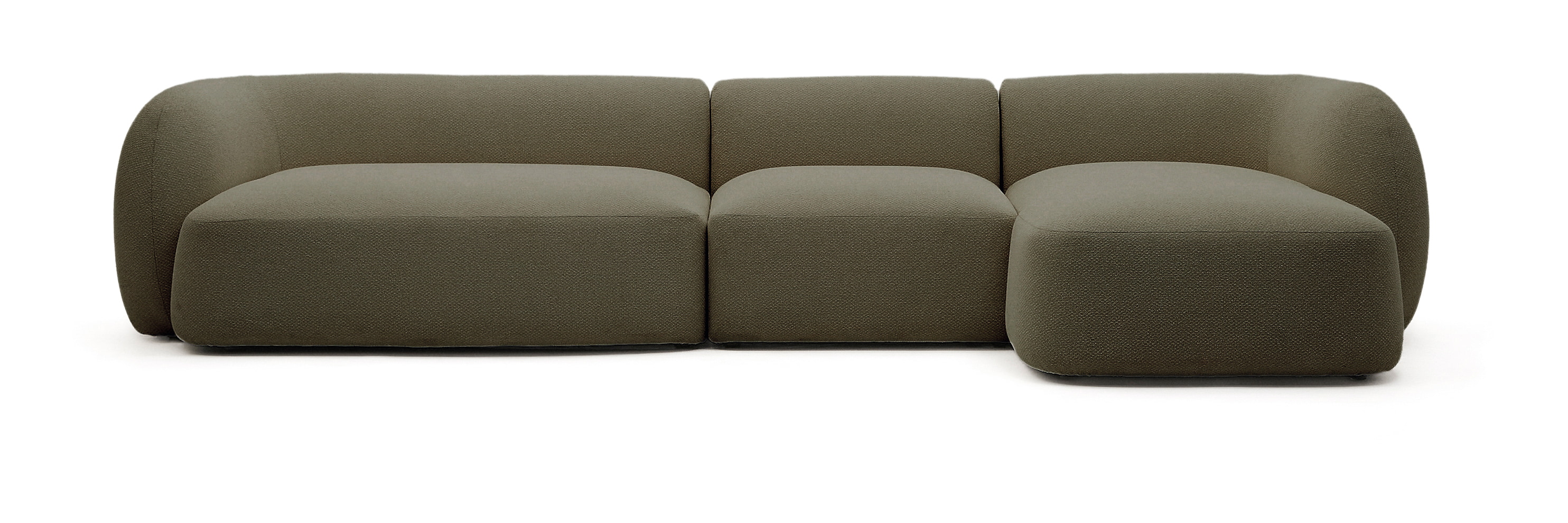 Kave Home Organische Loungebank Martina Rechts, 377cm, Chenille - Groen