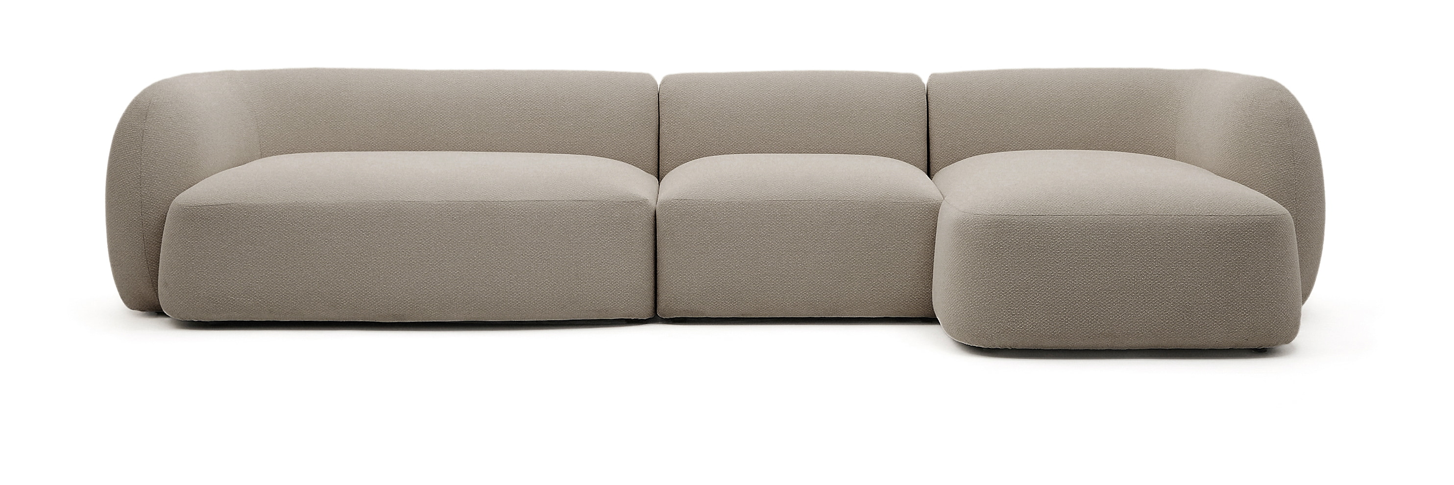 Kave Home Organische Loungebank Martina Rechts, 377cm, Chenille - Steengrijs
