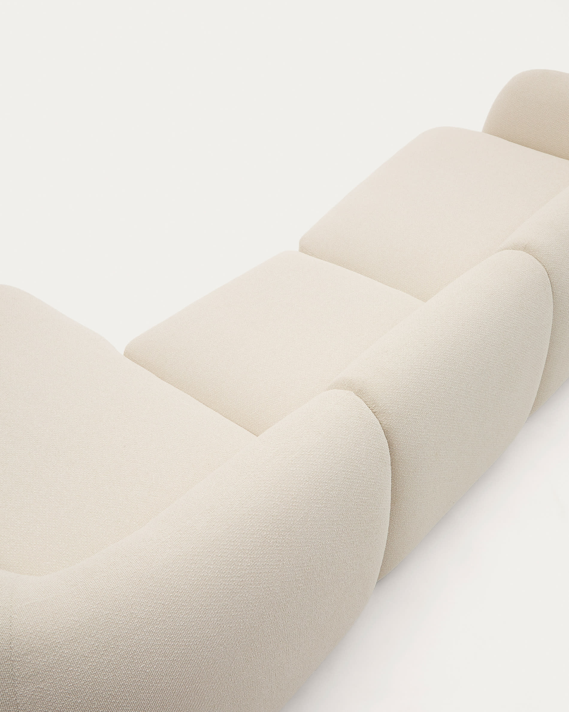 Kave Home 4-zits Loungebank 'Martina' Links, 377cm, Chenille, kleur Ecru