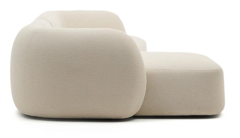 Kave Home 4-zits Loungebank 'Martina' Links, 377cm, Chenille, kleur Ecru