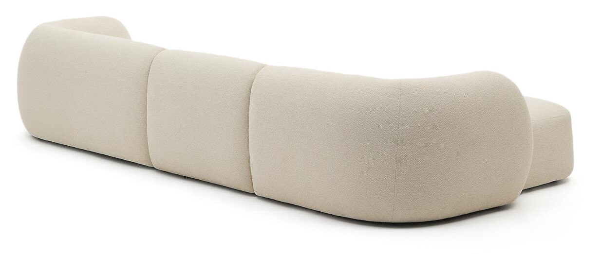 Kave Home 4-zits Loungebank 'Martina' Links, 377cm, Chenille, kleur Ecru