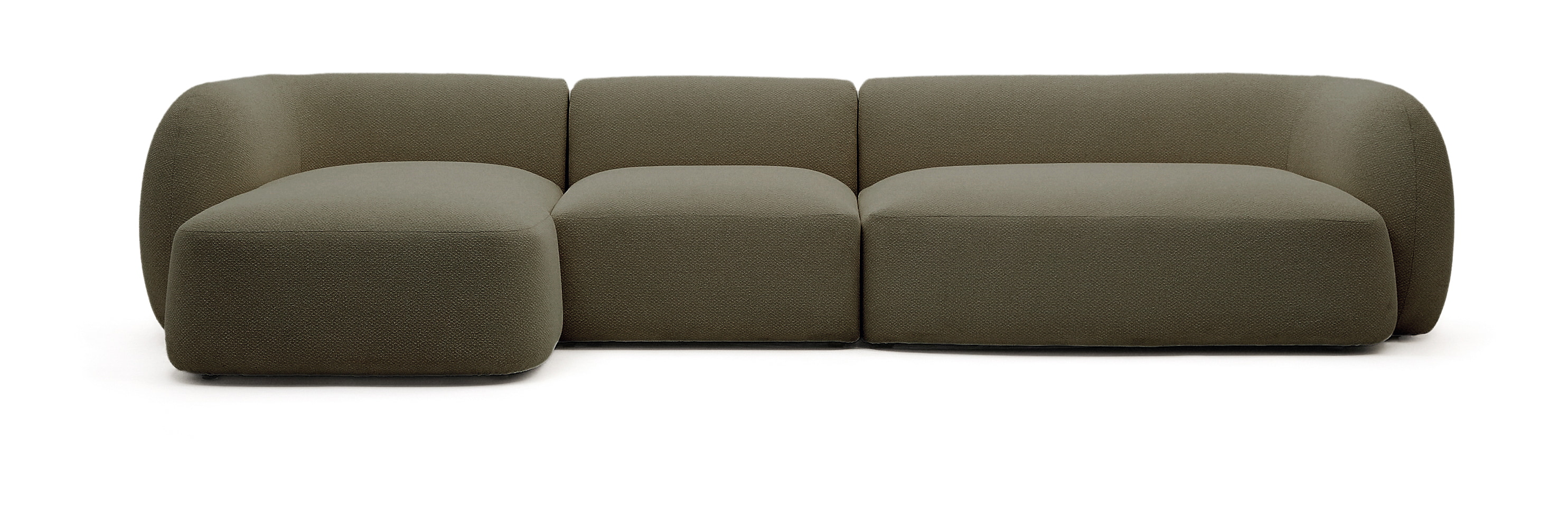 Kave Home Organische Loungebank Martina Links, 377cm, Chenille - Groen