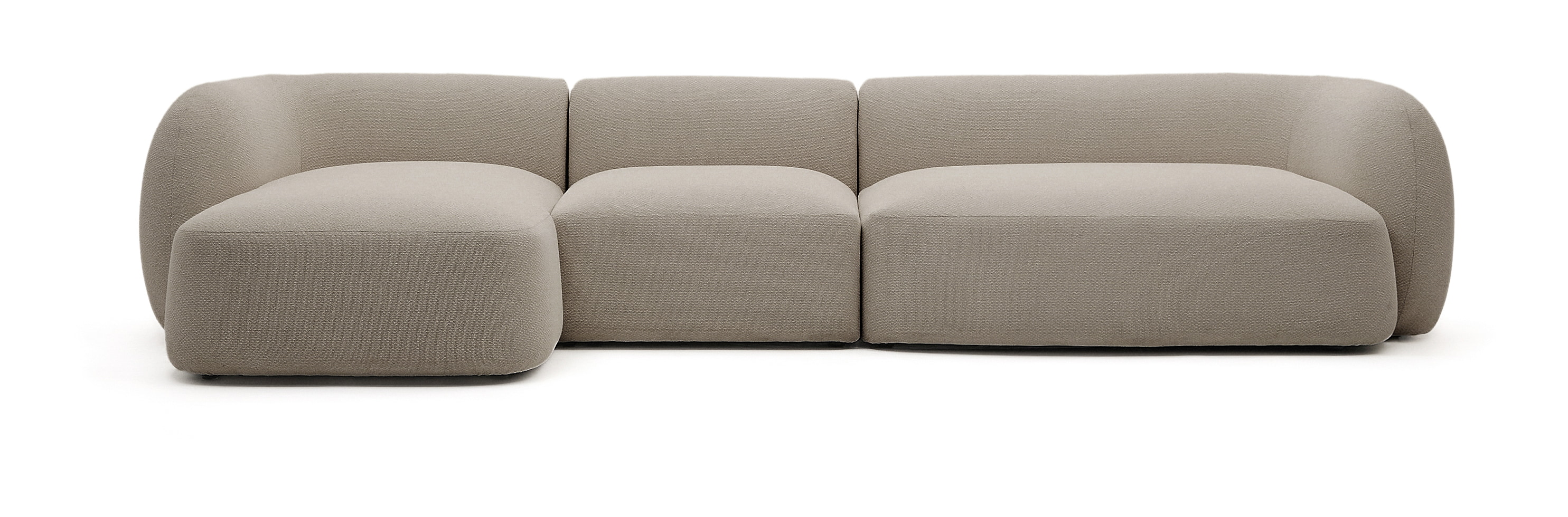 Kave Home Organische Loungebank Martina Links, 377cm, Chenille - Steengrijs