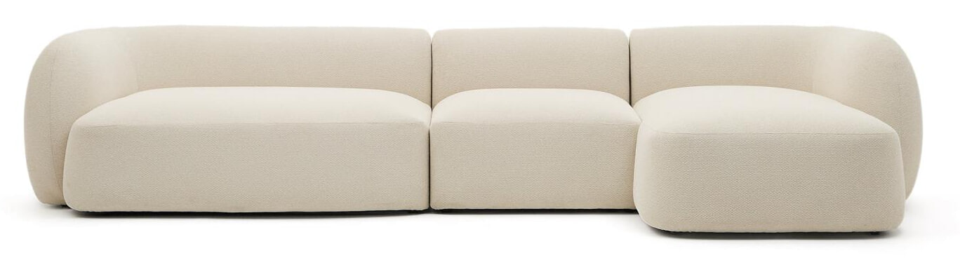 Kave Home 4-zits Loungebank 'Martina' Rechts, 377cm, Structuurstof, kleur Ecru
