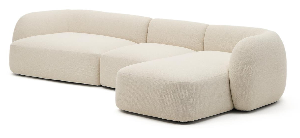 Kave Home 4-zits Loungebank 'Martina' Rechts, 377cm, Chenille, kleur Ecru