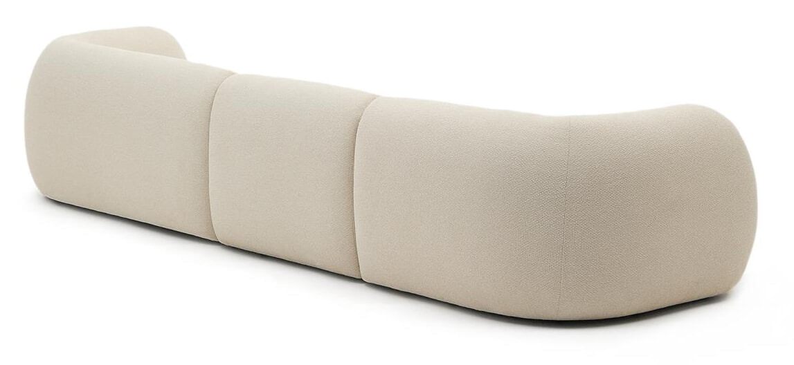 Kave Home 4-zits Loungebank 'Martina' Rechts, 377cm, Chenille, kleur Ecru