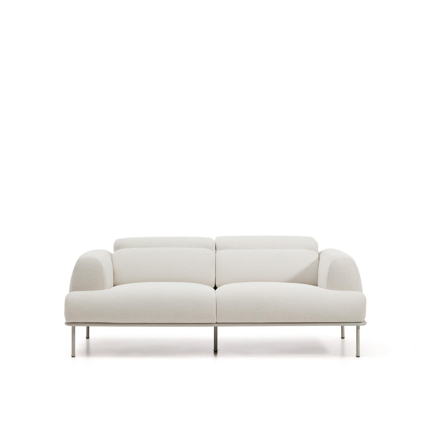 Kave Home 2-zits Bank Aurum Chenille, Met verstelbare hoofdsteun - Ecru/Beige