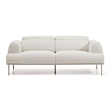 Kave Home 2-zits Bank 'Aurum' Chenille, Met verstelbare hoofdsteun, kleur Ecru/Beige