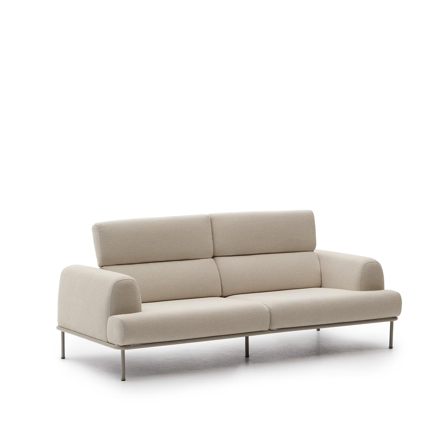Kave Home 3-zits Bank 'Aurum' Chenille, Met verstelbare hoofdsteun, kleur Ecru